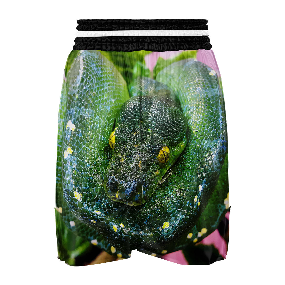Python Snake Green Reticulated Print Boxing Shorts-grizzshop