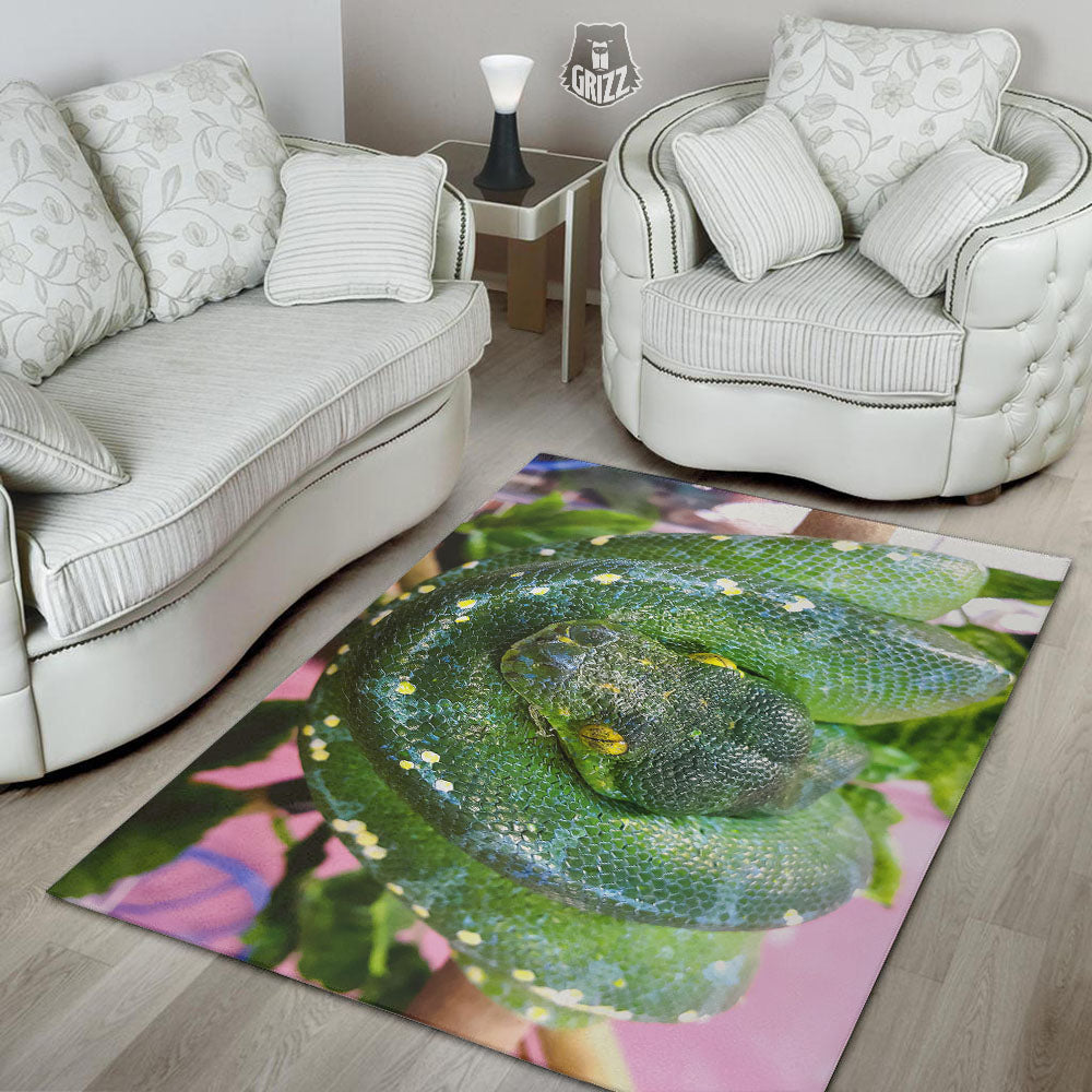Python Snake Green Reticulated Print Floor Mat-grizzshop