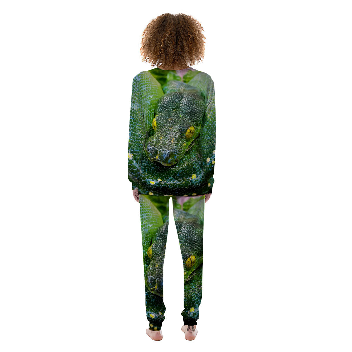 Python Snake Green Reticulated Print Women's Pajamas-grizzshop