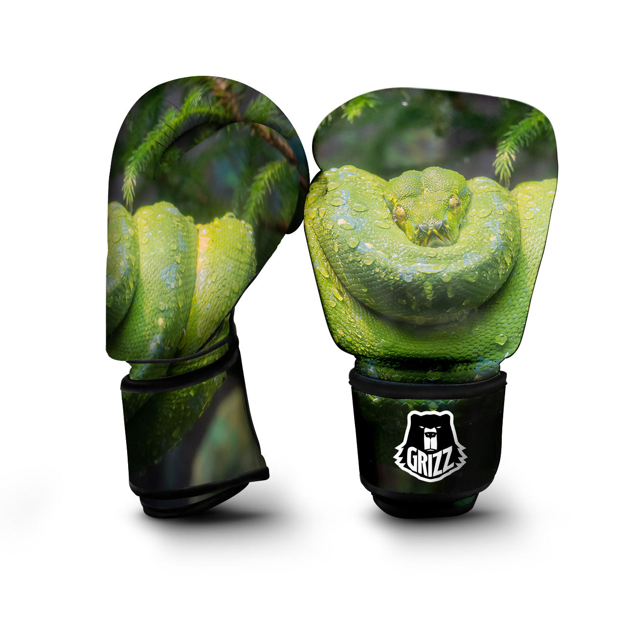 Python Snake Green Tree Print Boxing Gloves-grizzshop