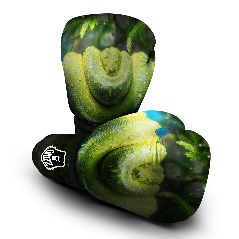 Python Snake Green Tree Print Boxing Gloves-grizzshop
