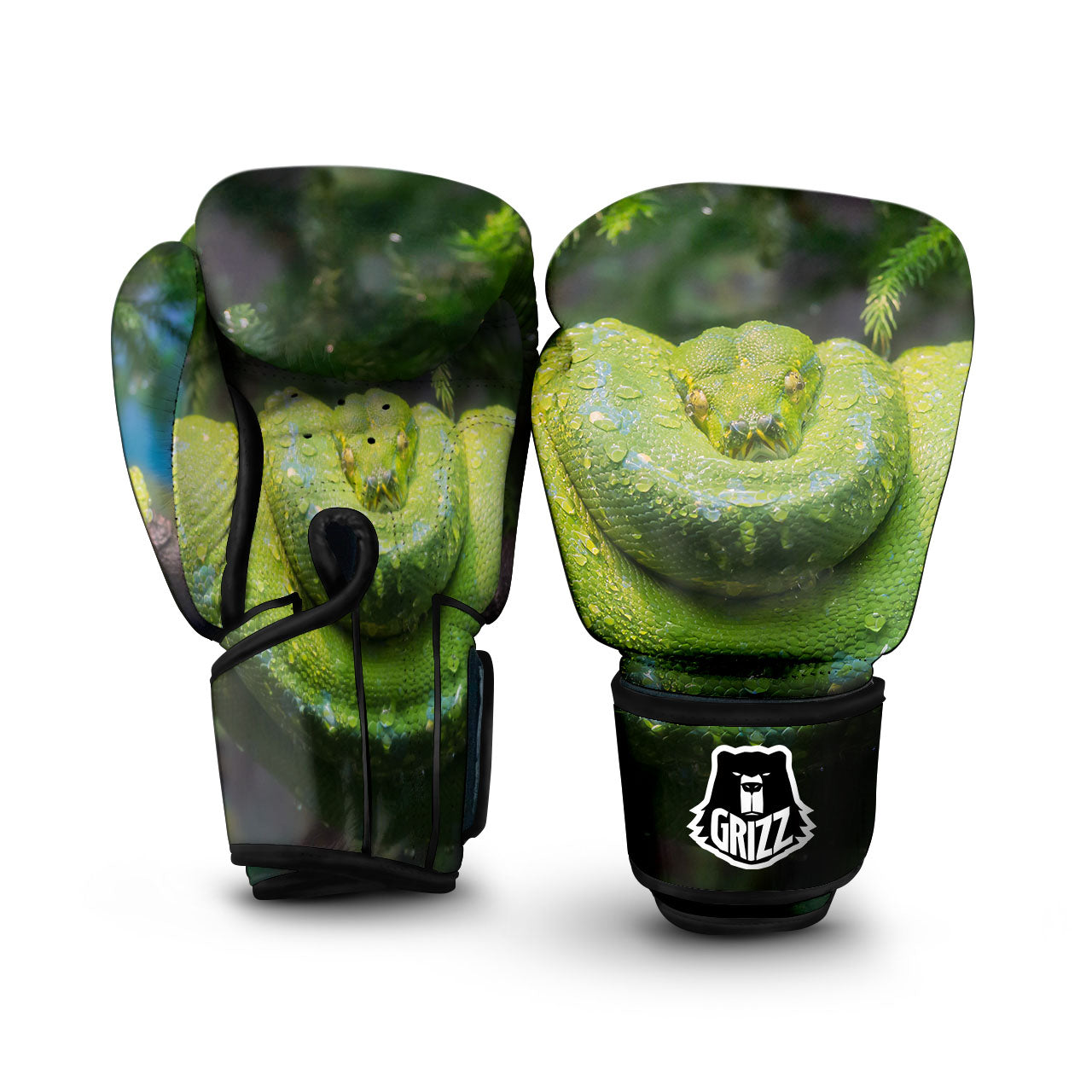 Python Snake Green Tree Print Boxing Gloves-grizzshop