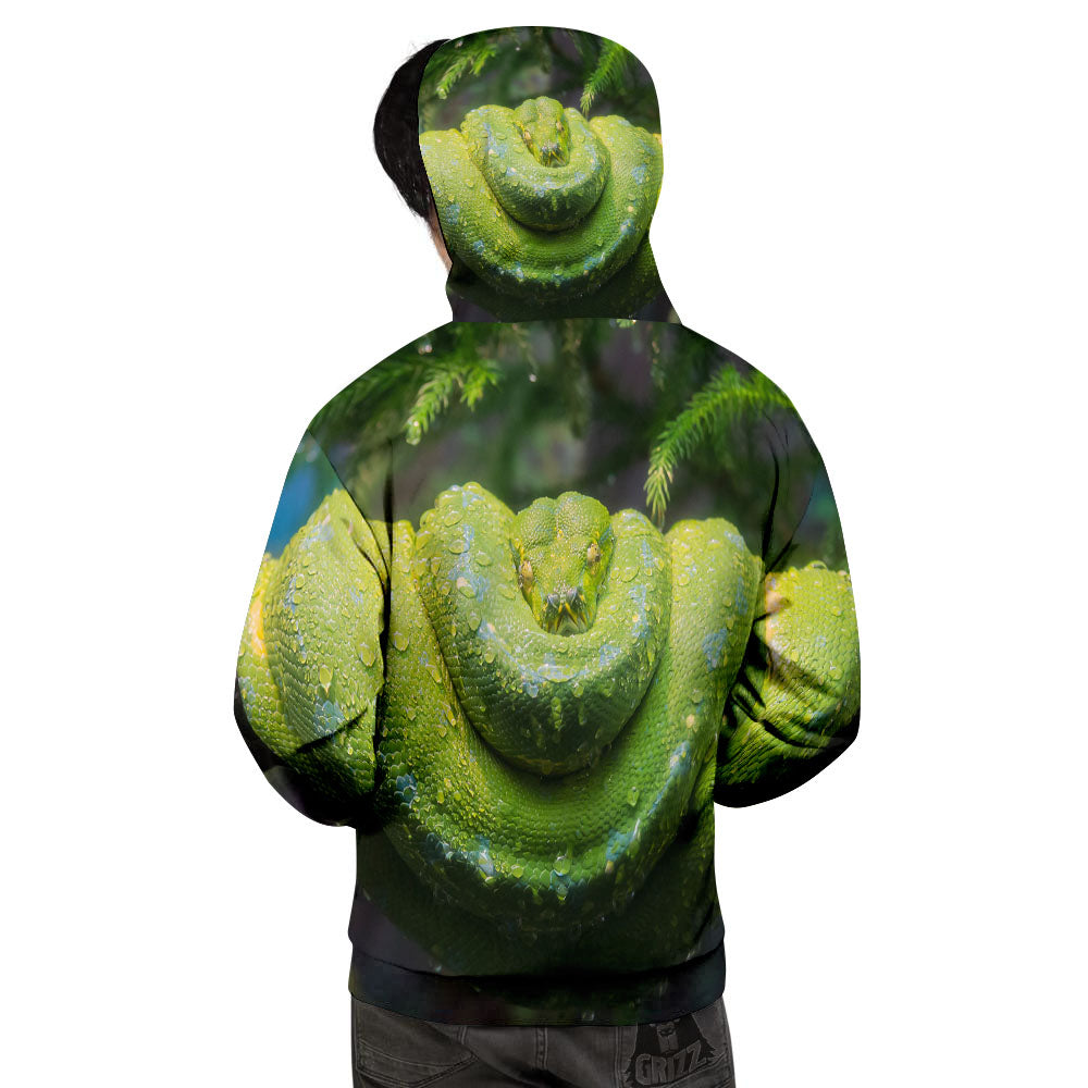 Python Snake Green Tree Print Men's Hoodie-grizzshop