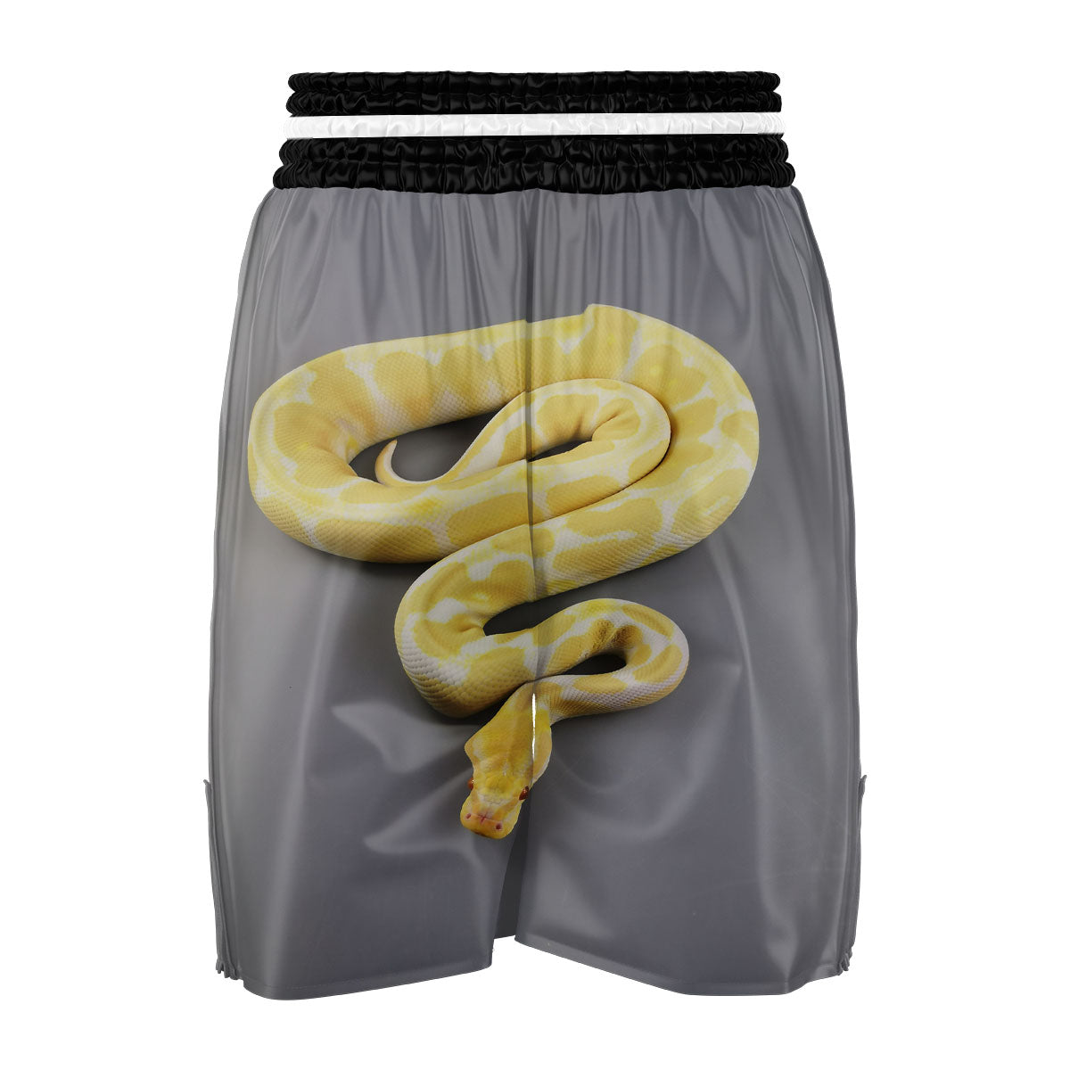 Python Snake Yellow And White Print Boxing Shorts-grizzshop