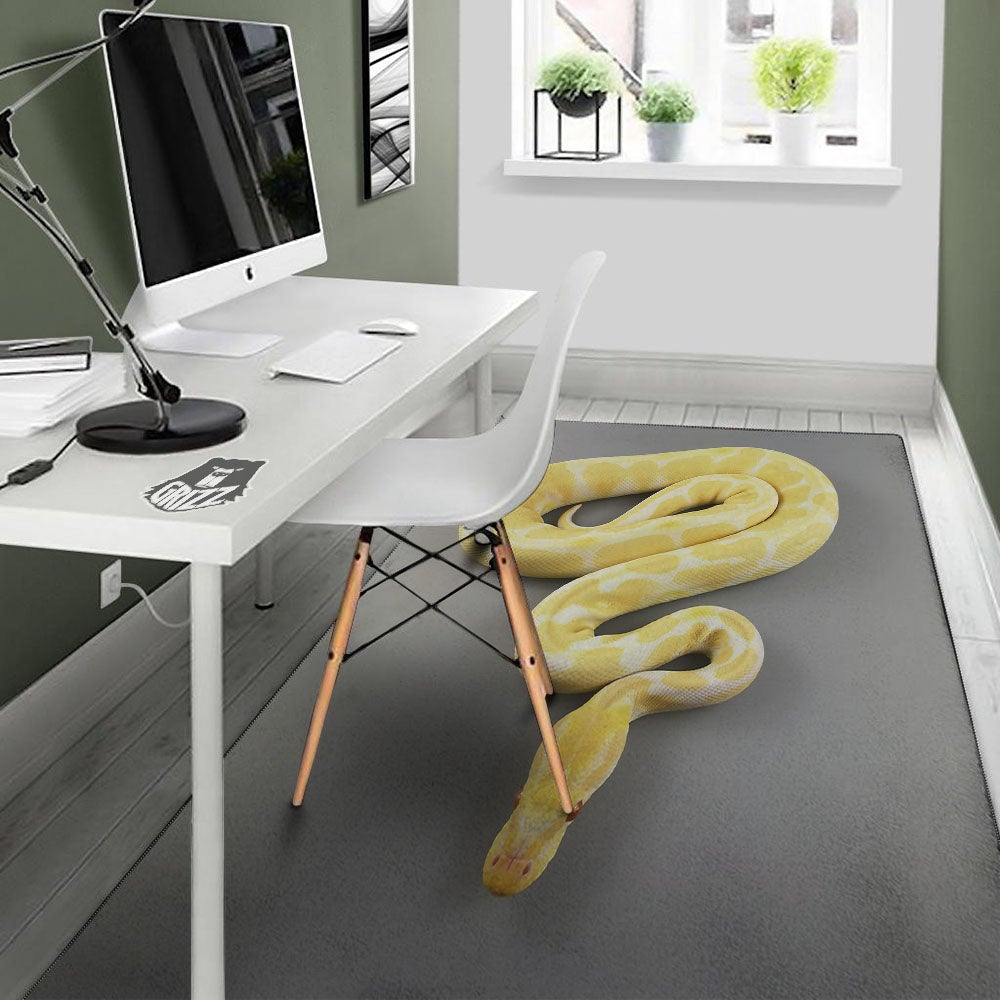 Python Snake Yellow And White Print Floor Mat-grizzshop