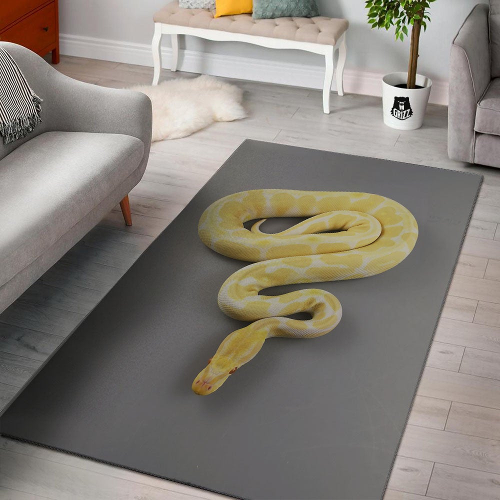 Python Snake Yellow And White Print Floor Mat-grizzshop