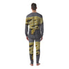 Python Snake Yellow And White Print Men's Pajamas-grizzshop