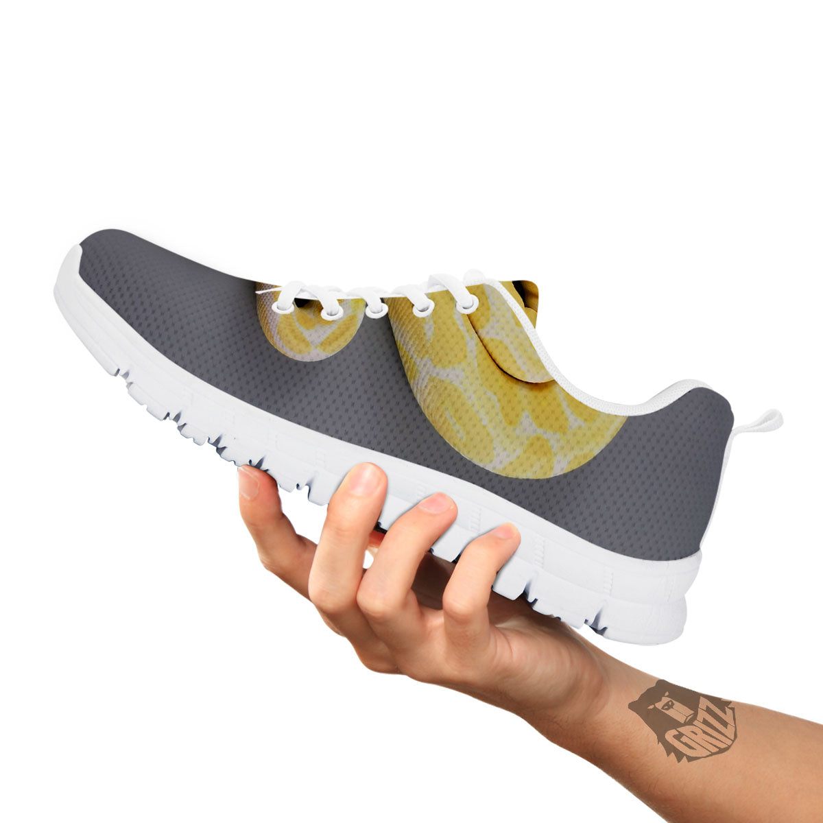 Python Snake Yellow And White Print White Sneaker-grizzshop