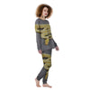 Python Snake Yellow And White Print Women's Pajamas-grizzshop