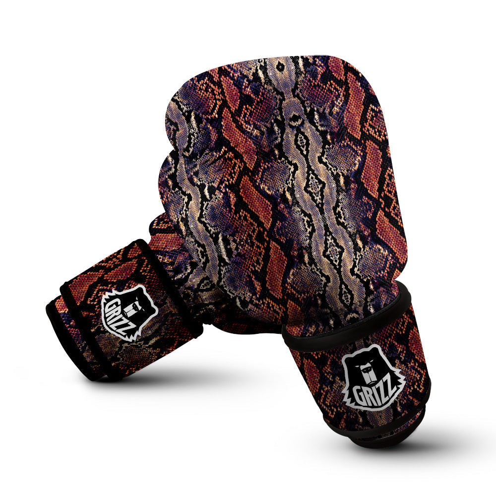Python Snakeskin Brick Red Print Boxing Gloves-grizzshop