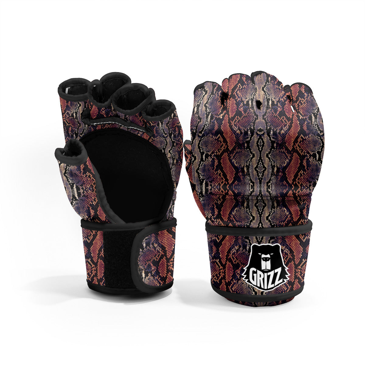 Python Snakeskin Brick Red Print MMA Gloves-grizzshop
