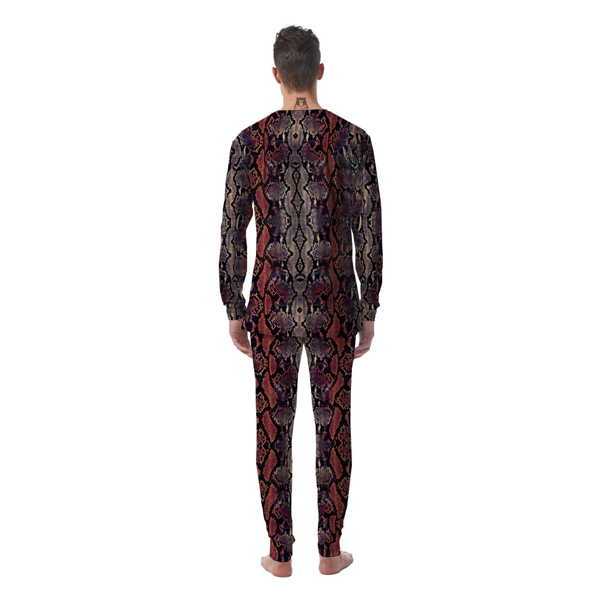 Python Snakeskin Brick Red Print Men's Pajamas-grizzshop