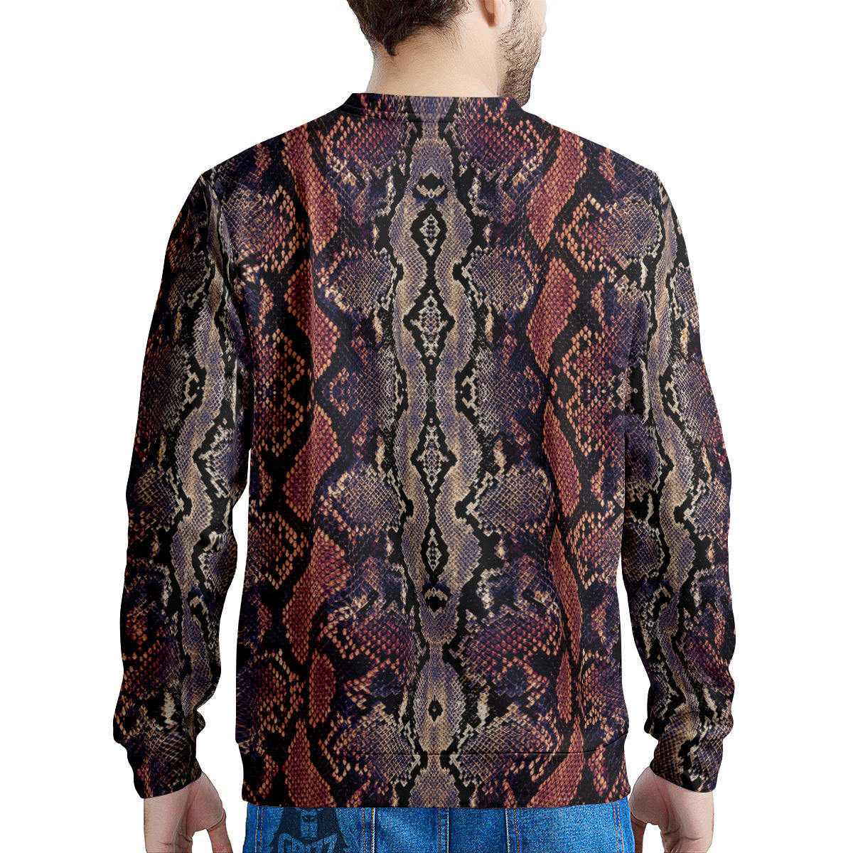 Python Snakeskin Brick Red Print Men's Sweatshirt-grizzshop