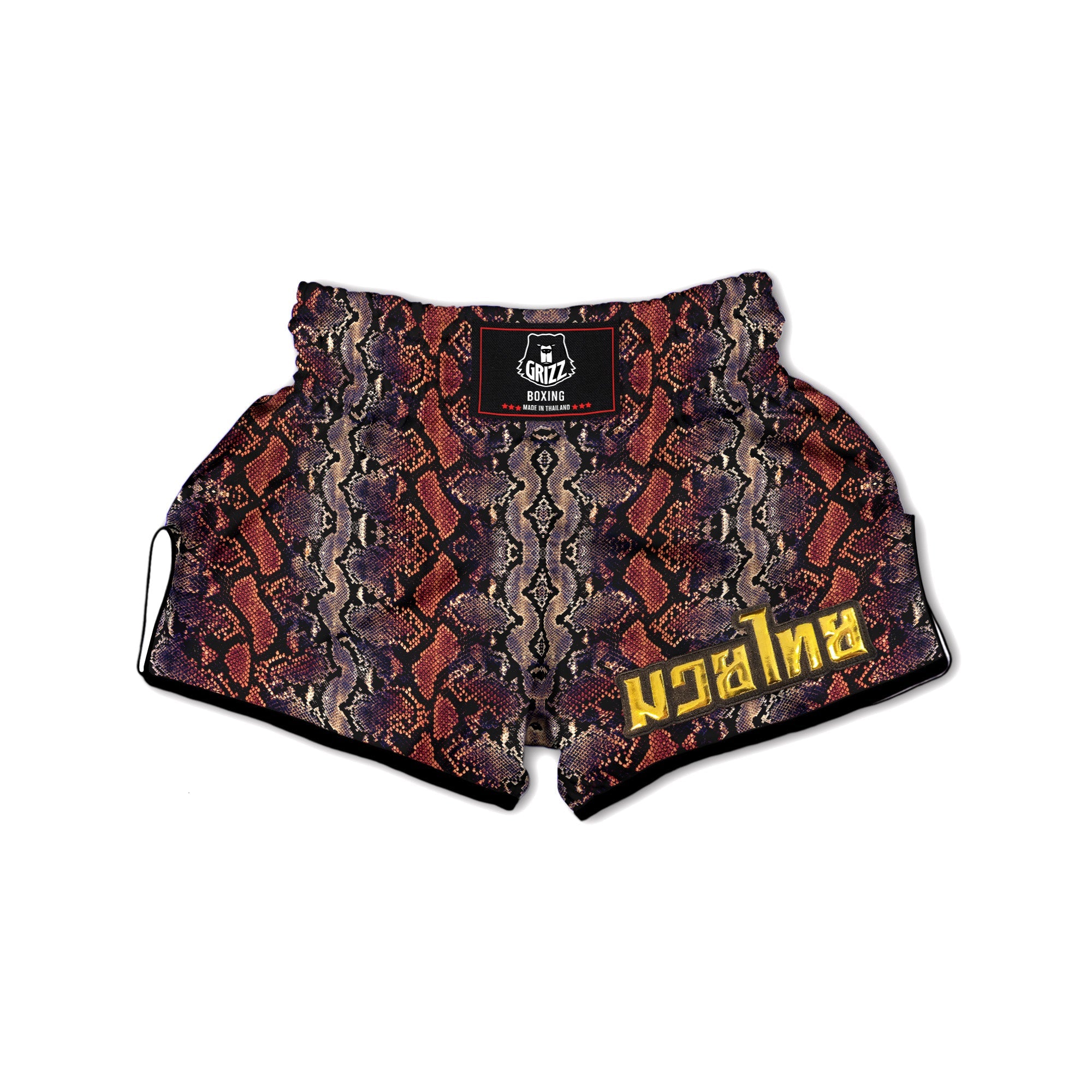 Python Snakeskin Brick Red Print Muay Thai Boxing Shorts-grizzshop