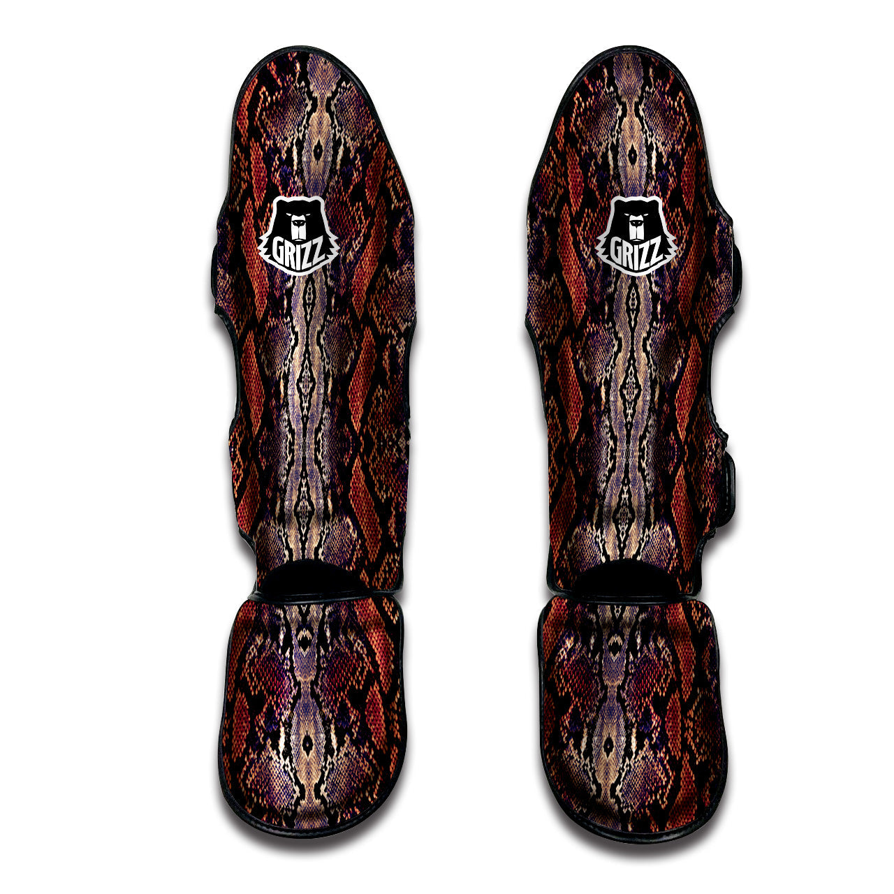 Python Snakeskin Brick Red Print Muay Thai Shin Guards-grizzshop