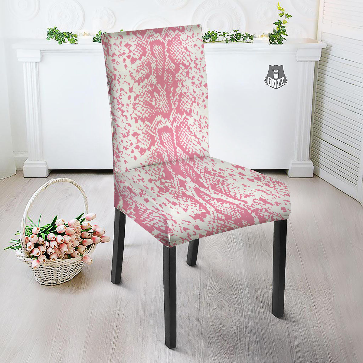 Python Snakeskin Pink Print Dining Chair Slipcover-grizzshop