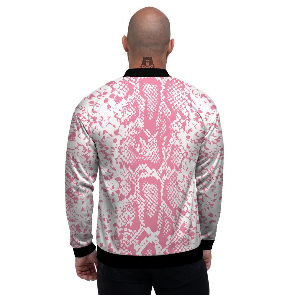 Python Snakeskin Pink Print Men's Bomber Jacket-grizzshop