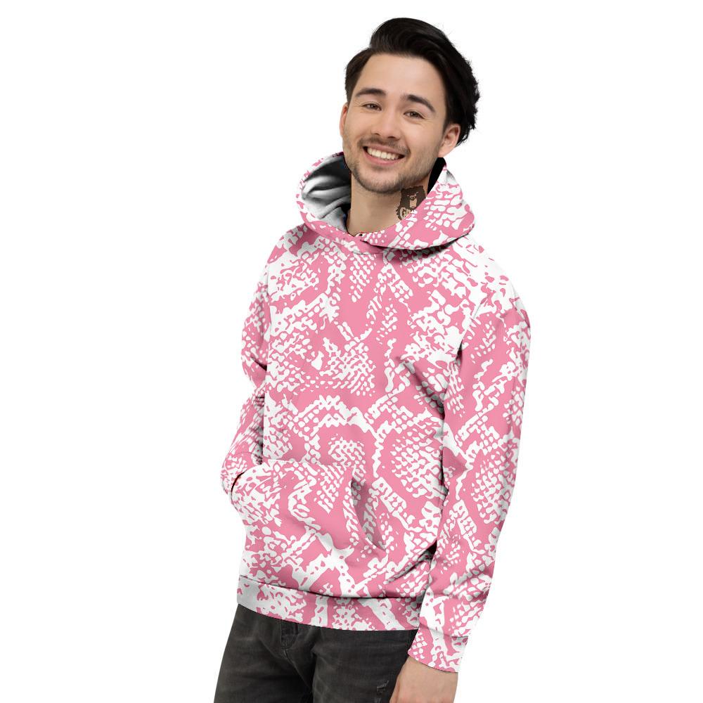 Python Snakeskin Pink Print Men's Hoodie-grizzshop