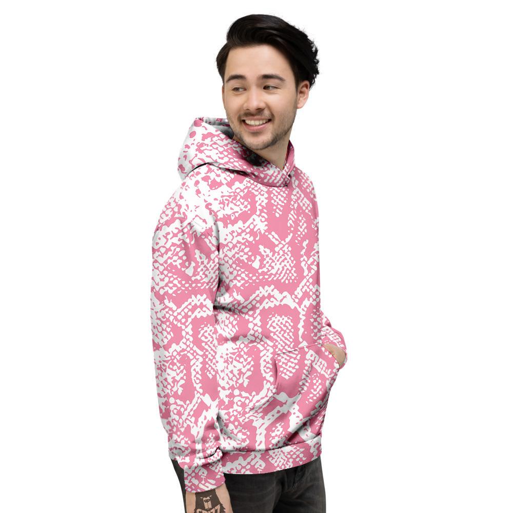 Python Snakeskin Pink Print Men's Hoodie-grizzshop