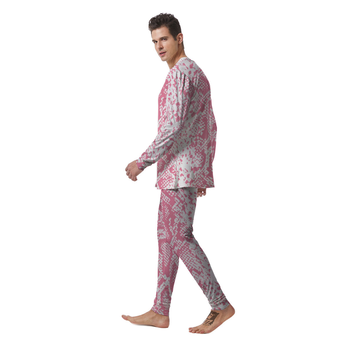 Python Snakeskin Pink Print Men's Pajamas-grizzshop