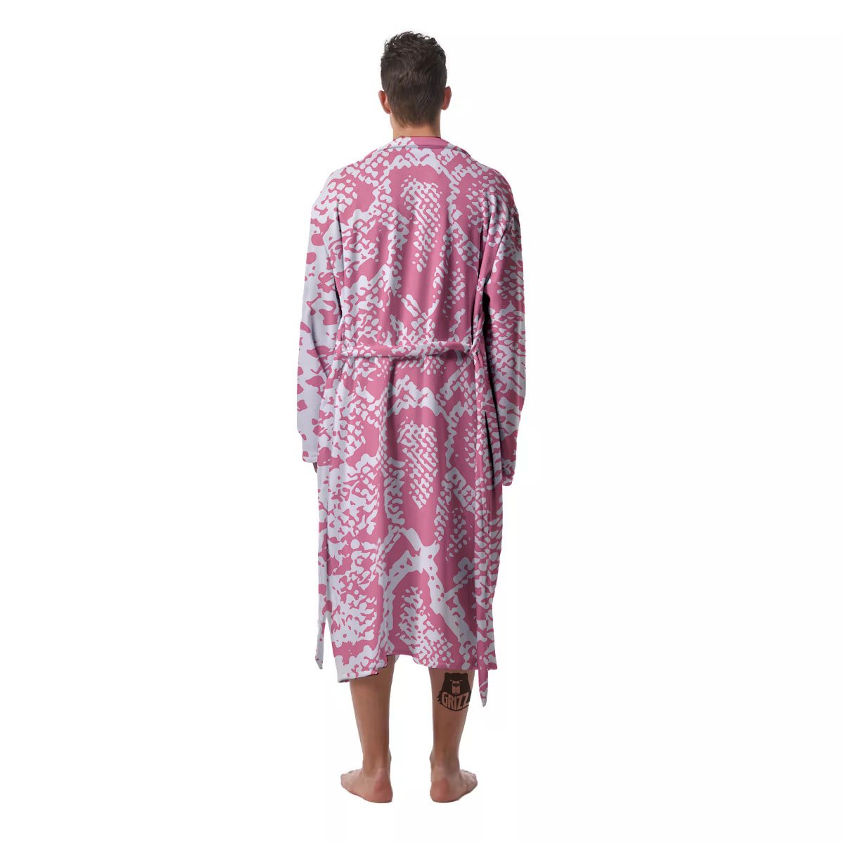 Python Snakeskin Pink Print Men's Robe-grizzshop