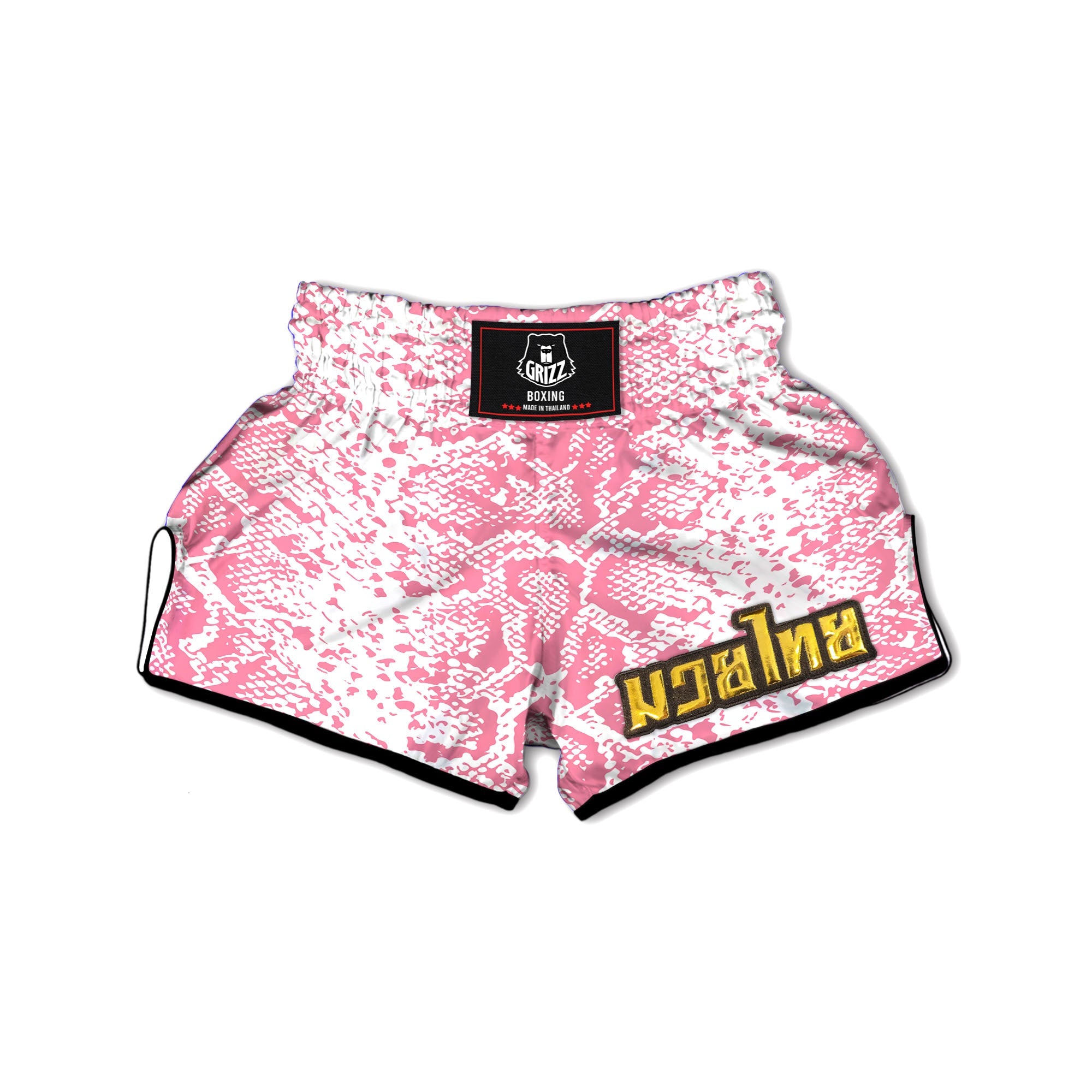 Python Snakeskin Pink Print Muay Thai Boxing Shorts-grizzshop
