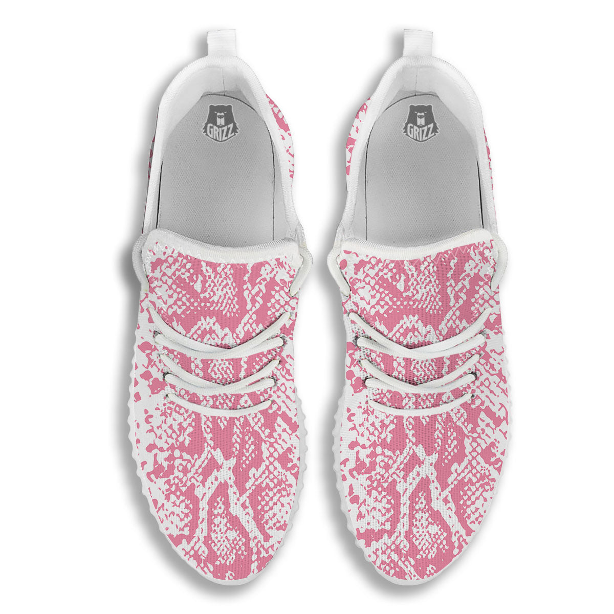 Python Snakeskin Pink Print White Walking Shoes-grizzshop
