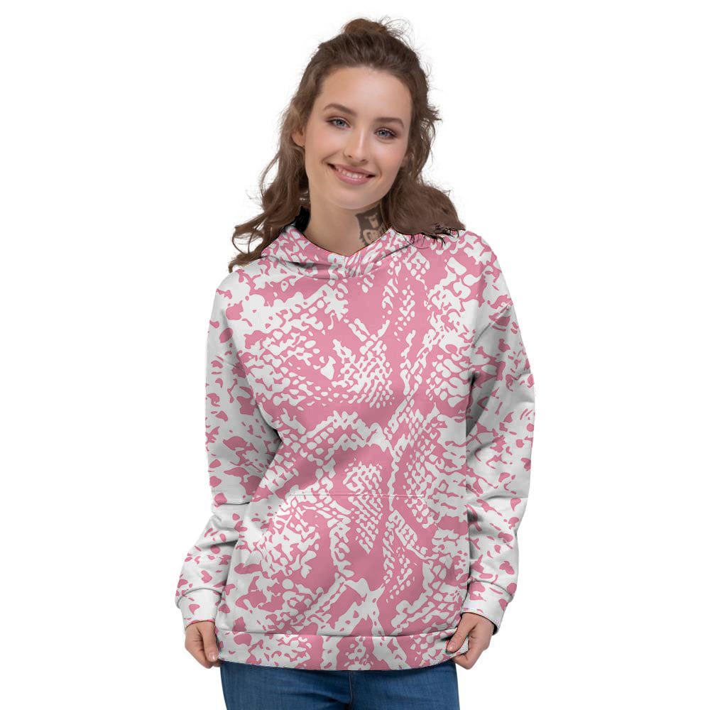 Python Snakeskin Pink Print Women's Hoodie-grizzshop