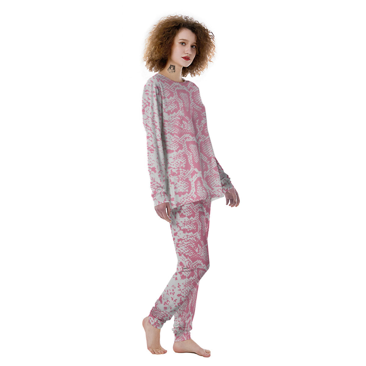 Python Snakeskin Pink Print Women's Pajamas-grizzshop