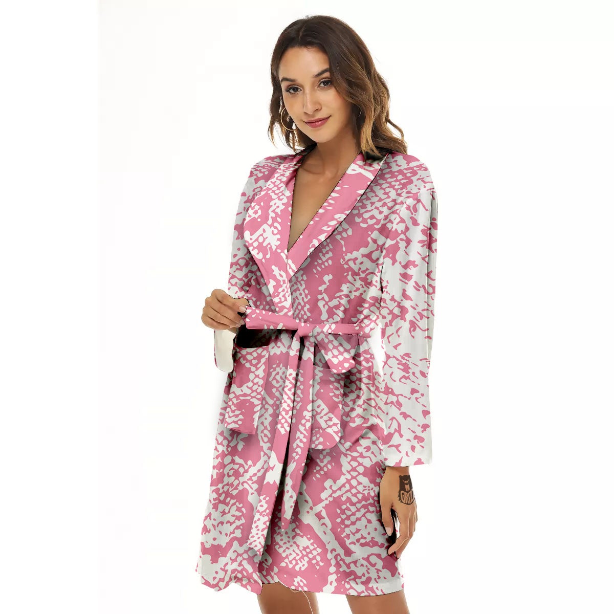 Python Snakeskin Pink Print Women's Robe-grizzshop