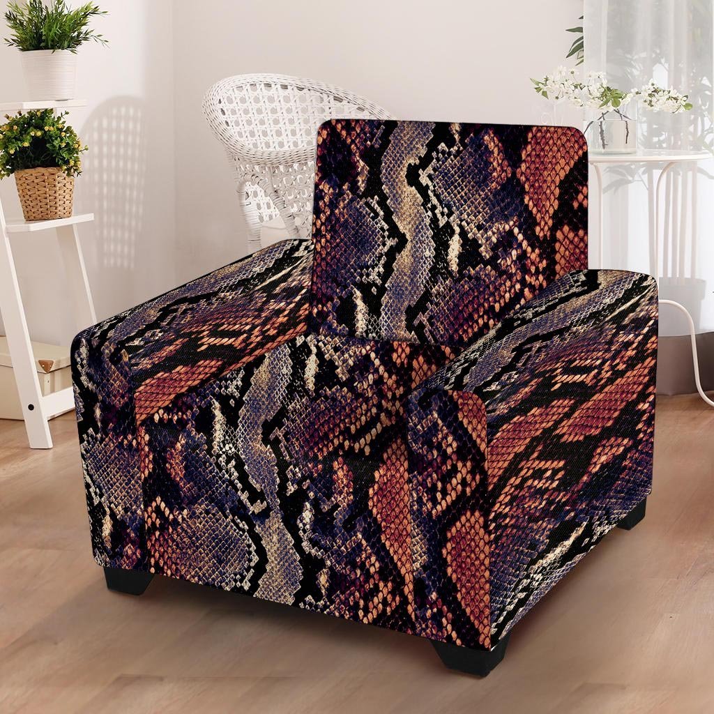 Python Snakeskin Print Armchair Cover-grizzshop