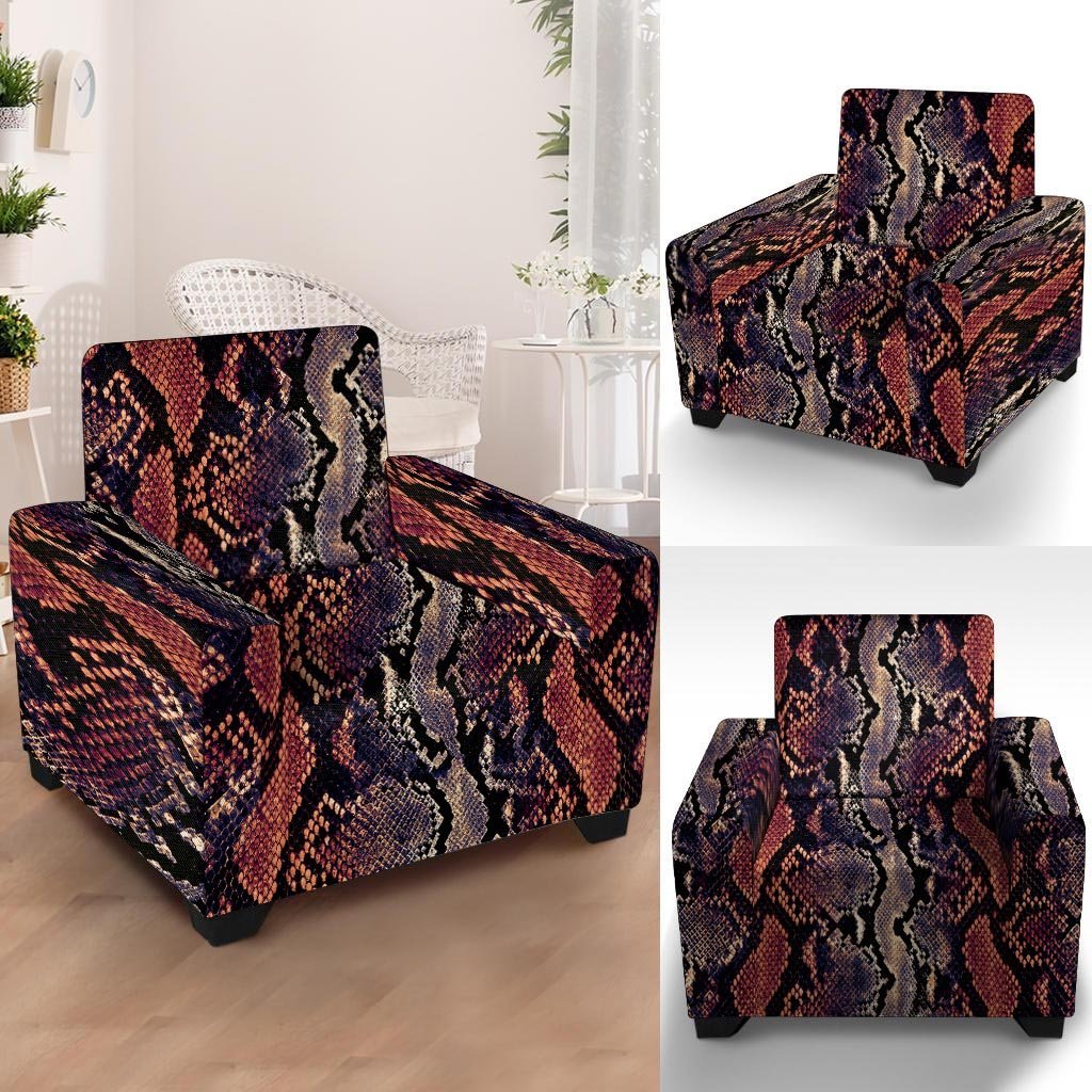 Python Snakeskin Print Armchair Cover-grizzshop