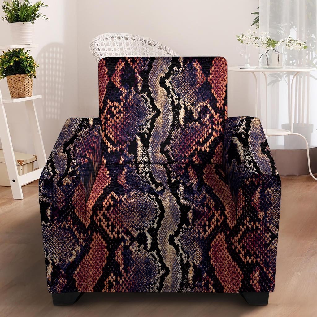 Python Snakeskin Print Armchair Cover-grizzshop