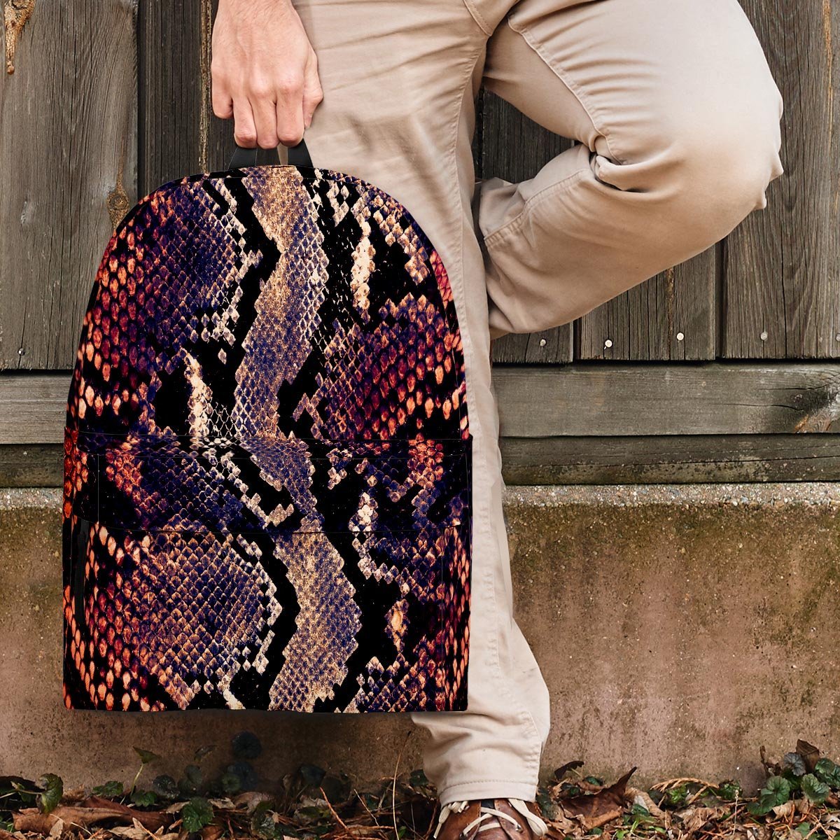 Python Snakeskin Print Backpack-grizzshop