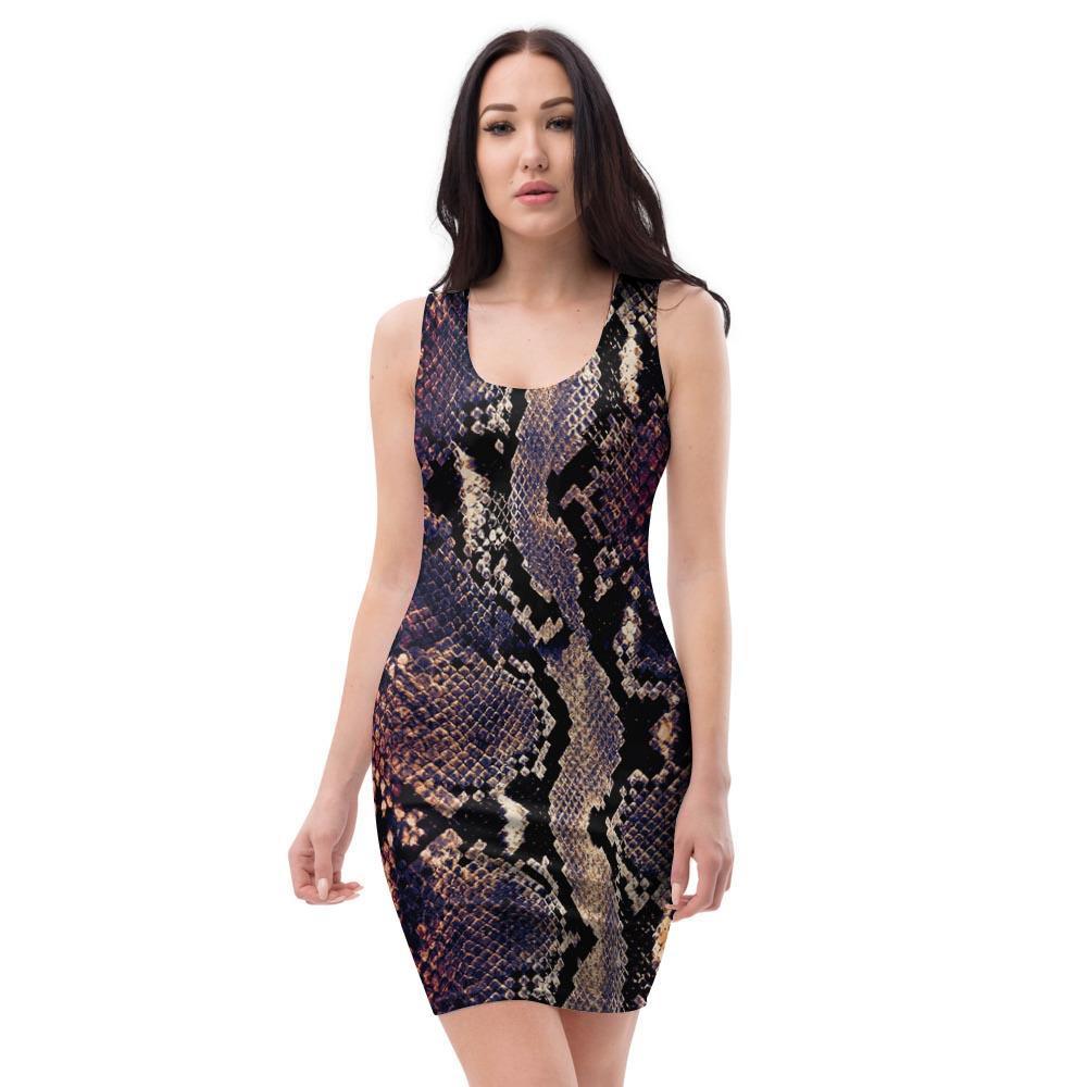 Python Snakeskin Print Bodycon Dress-grizzshop