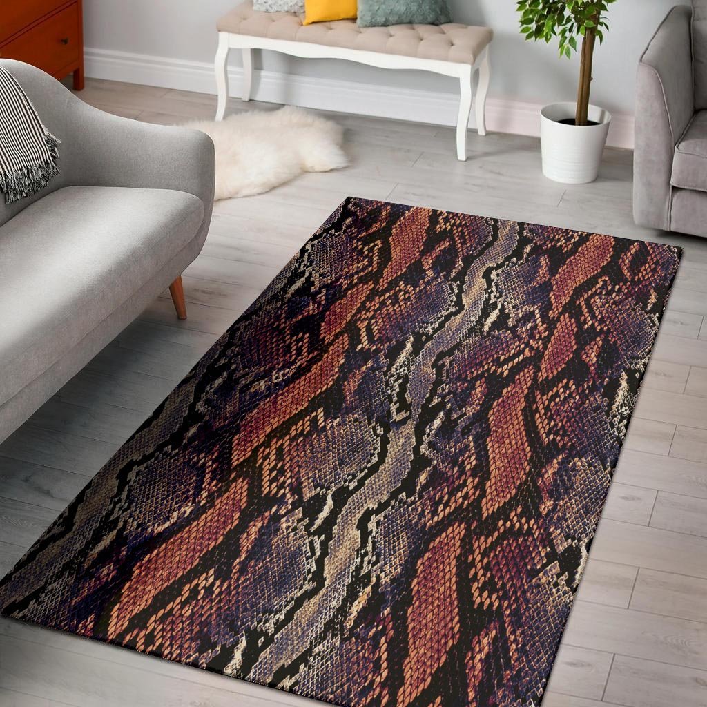 Python Snakeskin Print Floor Mat-grizzshop