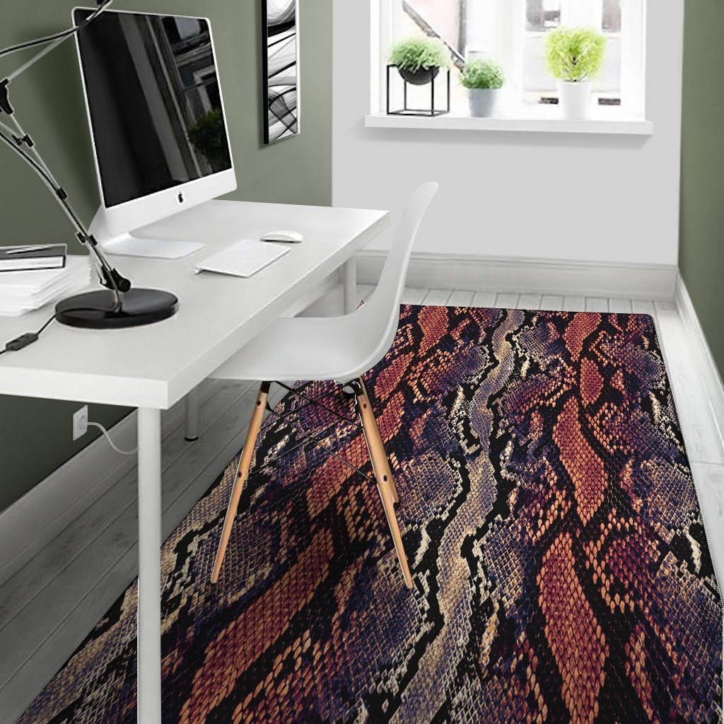 Python Snakeskin Print Floor Mat-grizzshop