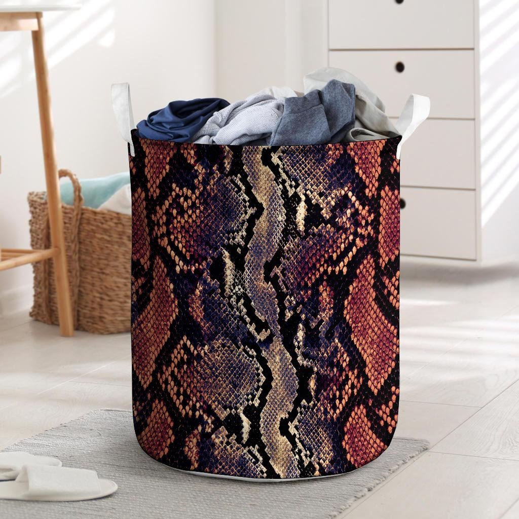 Python Snakeskin Print Laundry Basket-grizzshop