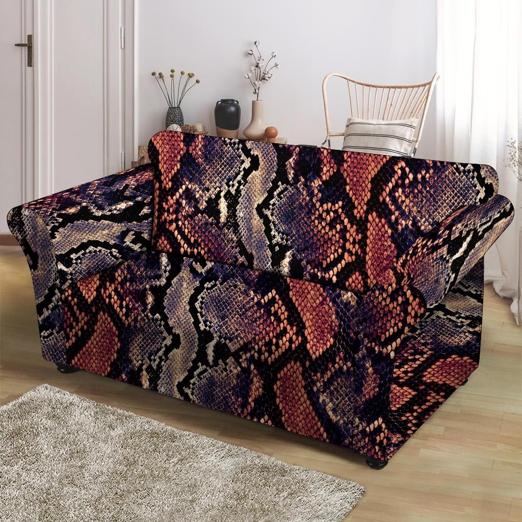 Python Snakeskin Print Loveseat Cover-grizzshop