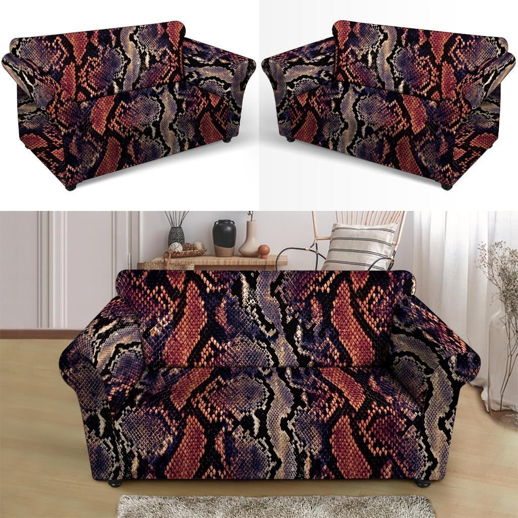 Python Snakeskin Print Loveseat Cover-grizzshop