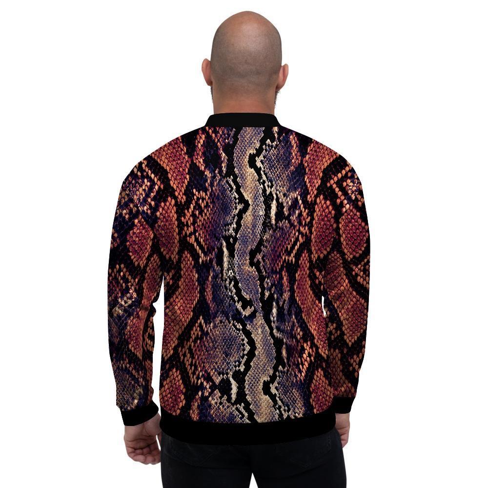 Python Snakeskin Print Men's Bomber Jacket-grizzshop