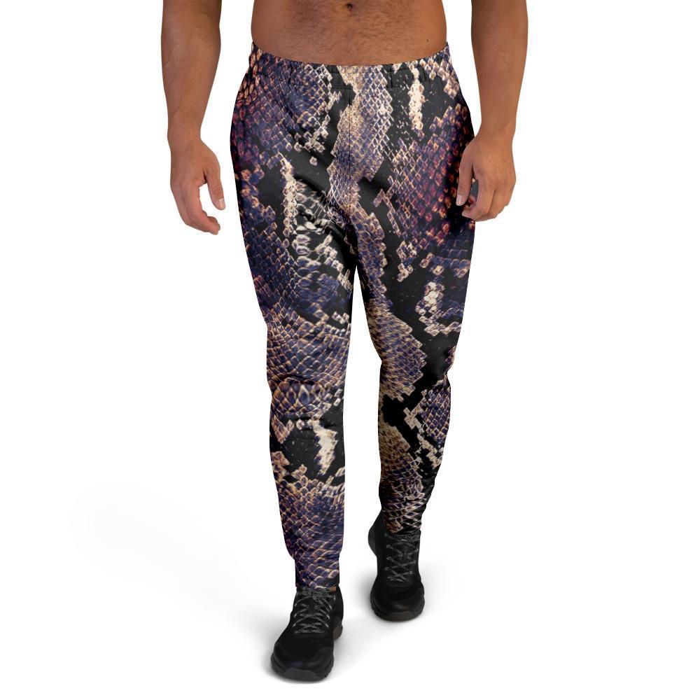 Python Snakeskin Print Men's Joggers-grizzshop