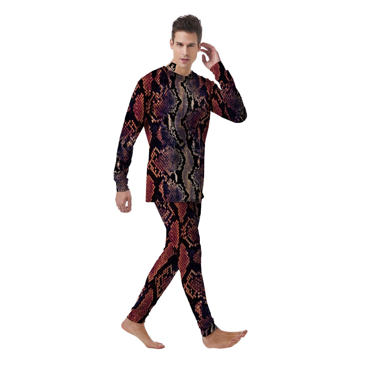 Python Snakeskin Print Men's Pajamas-grizzshop