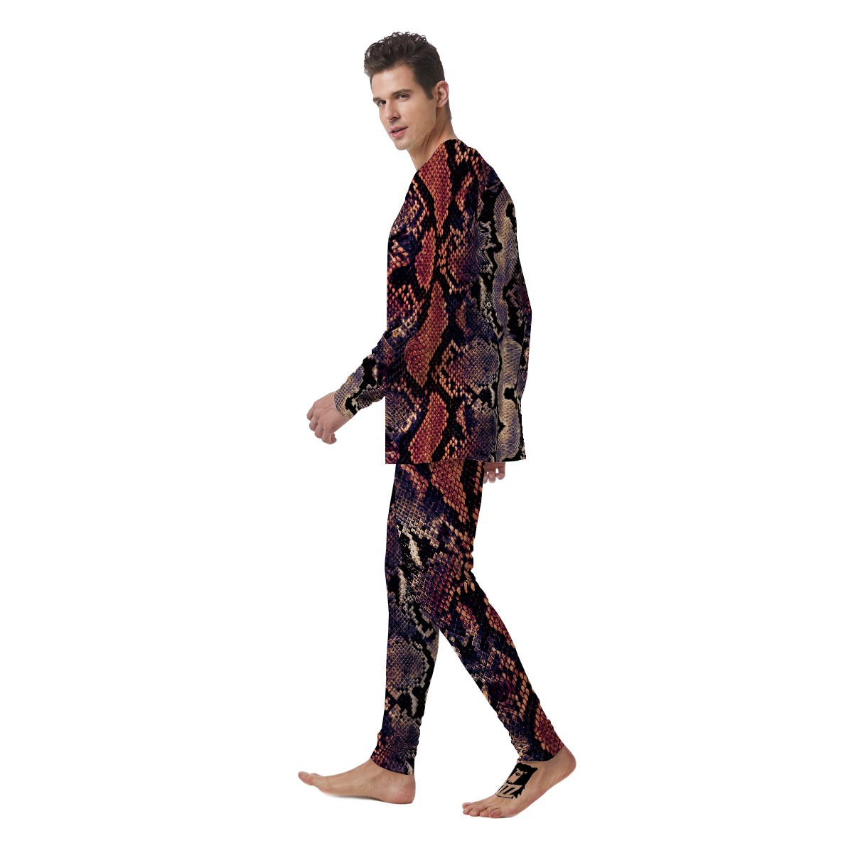 Python Snakeskin Print Men's Pajamas-grizzshop