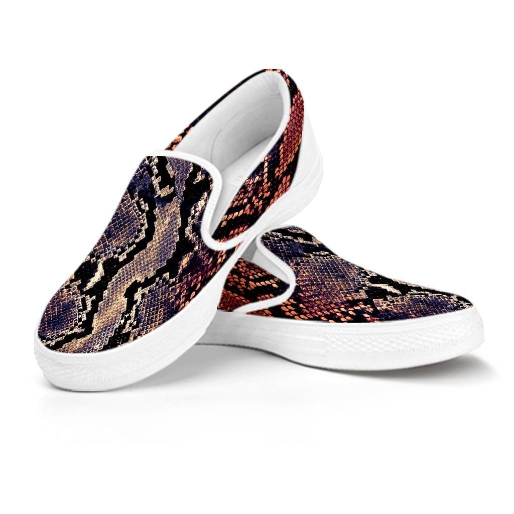 Python Snakeskin Print Men's Slip On Sneakers-grizzshop
