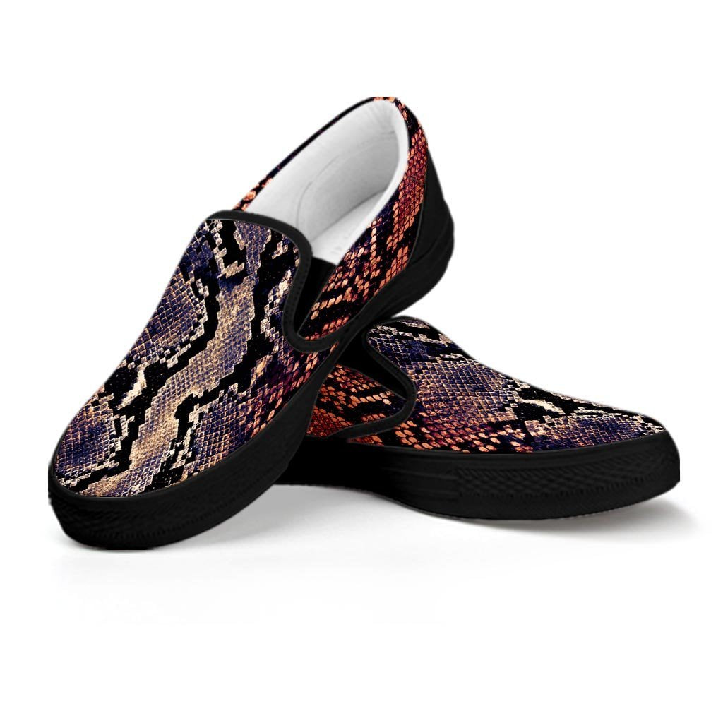 Python Snakeskin Print Men's Slip On Sneakers-grizzshop