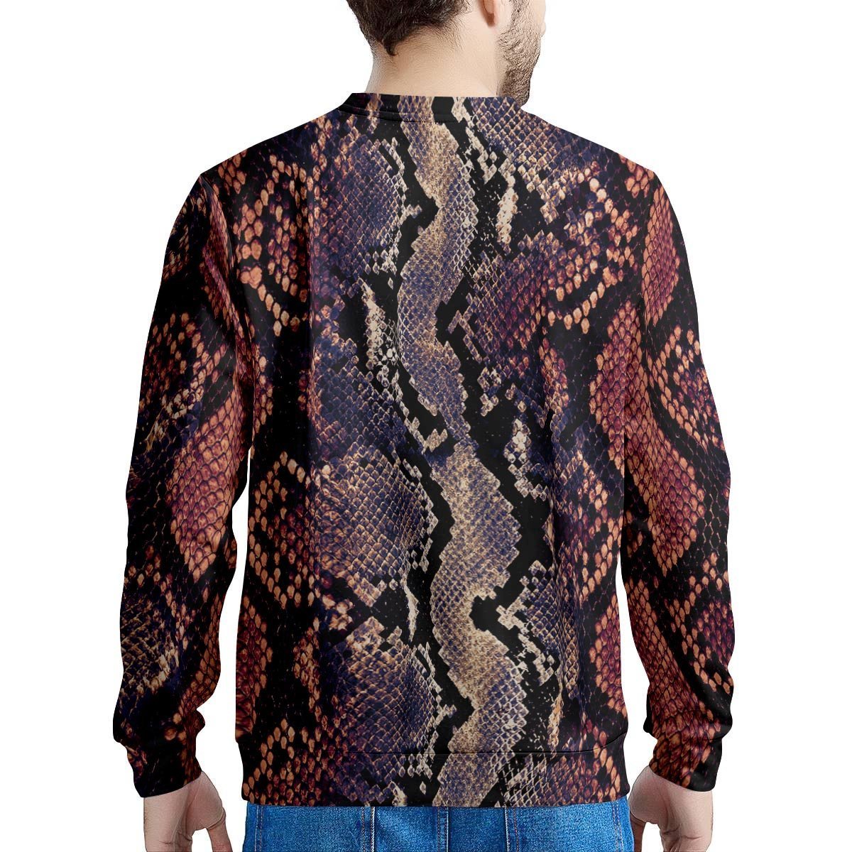 Python Snakeskin Print Men's Sweatshirt-grizzshop