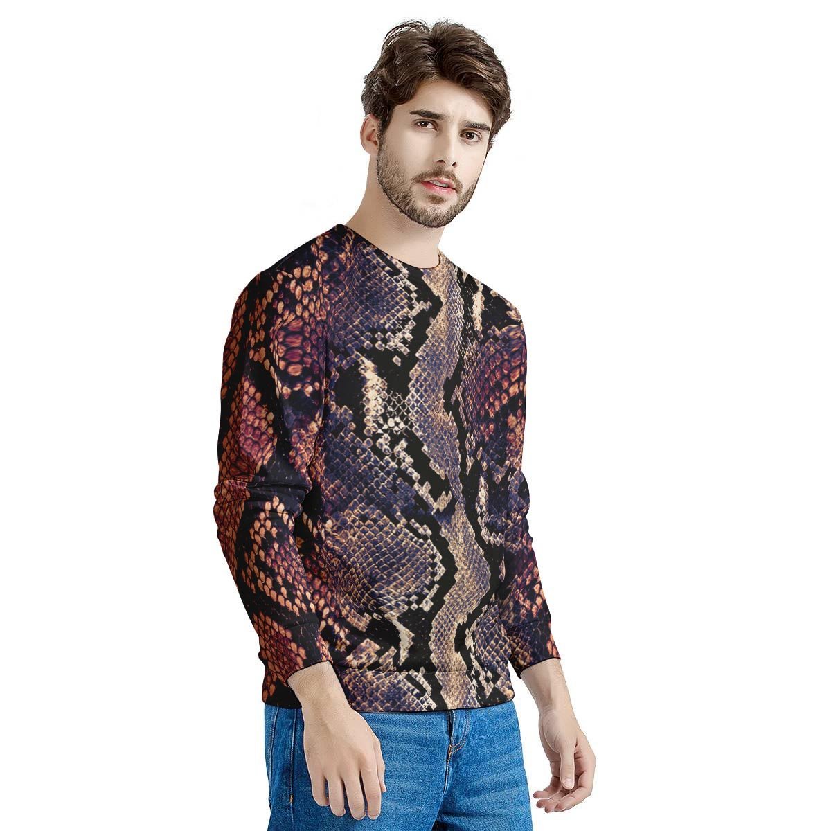 Python Snakeskin Print Men's Sweatshirt-grizzshop