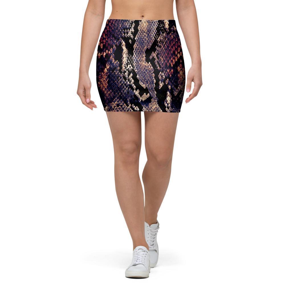 Python Snakeskin Print Mini Skirt-grizzshop