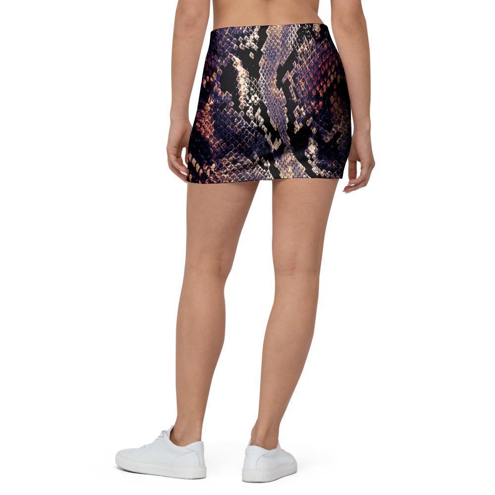 Python Snakeskin Print Mini Skirt-grizzshop